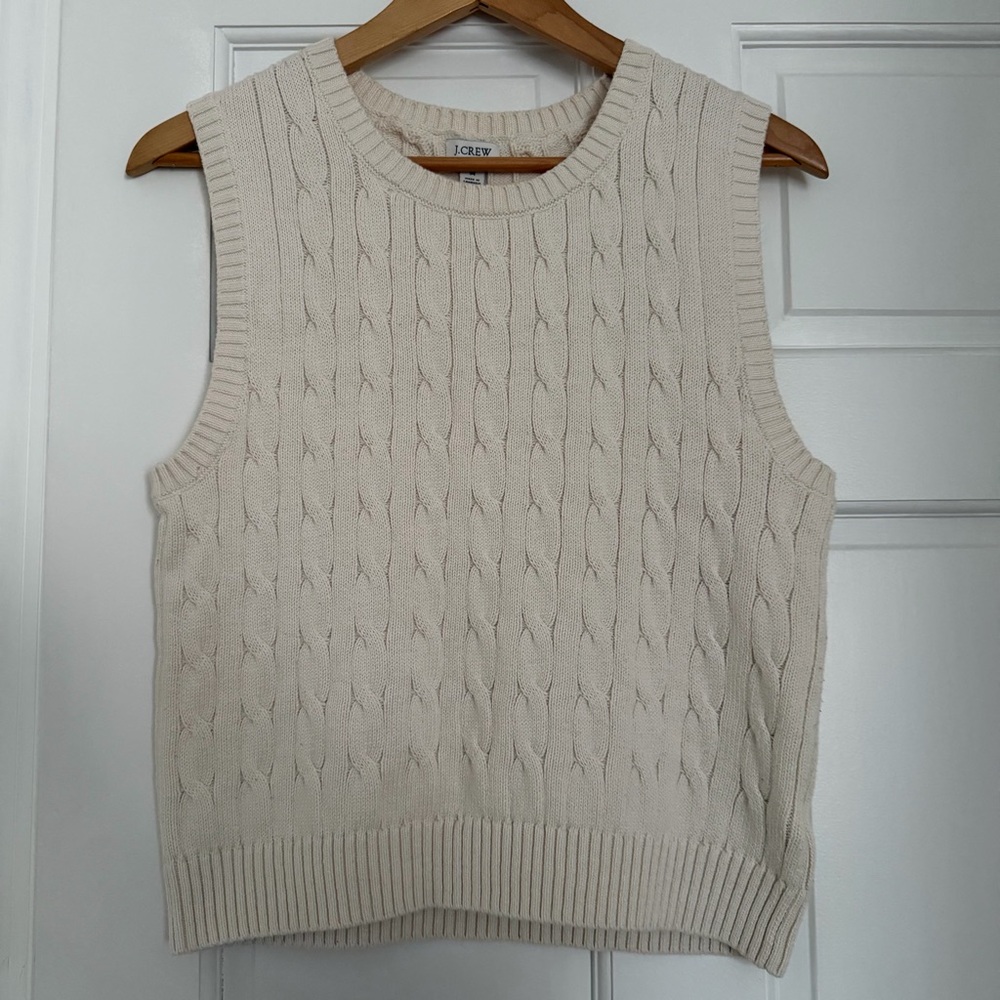 J. Crew Cream Cable Knit Sleeveless Sweater Vest